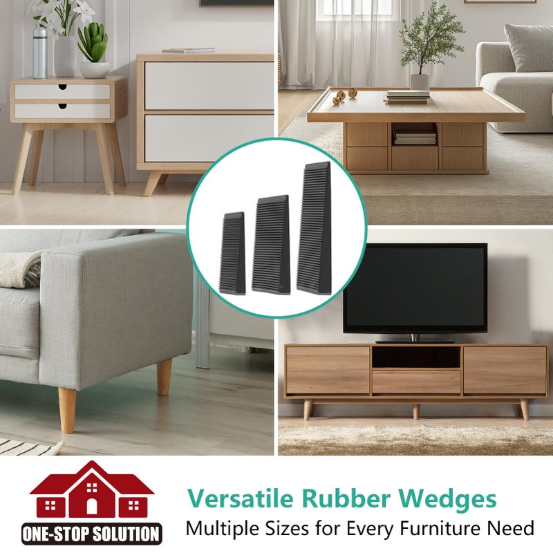 PROPA Furniture Leveler 12pcs Kit Size Variety | Multi-Purpose Rubber Shim for Leveling Feet Stable | Anti-Wobble Pad for Uneven Table  Dresser Leg  Toliet and More Furniture | Prevent from Wobbling - Image 4